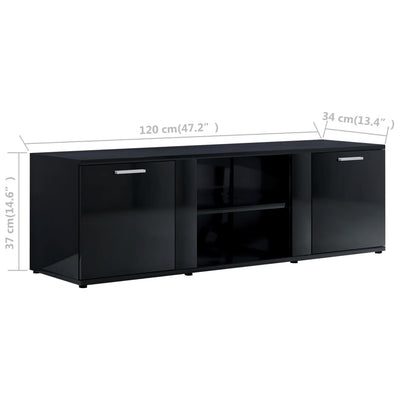 TV Cabinet High Gloss Black 120x34x37 cm Chipboard Payday Deals