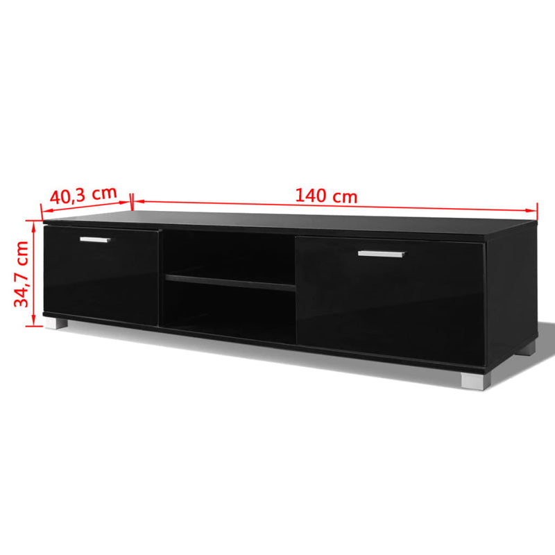 TV Cabinet High-Gloss Black 140x40.3x34.7 cm Payday Deals