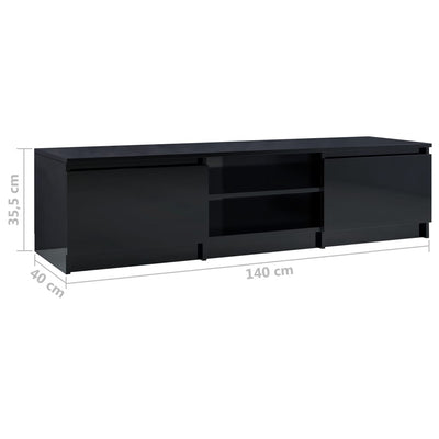 TV Cabinet High Gloss Black 140x40x35.5 cm Engineered Wood Payday Deals