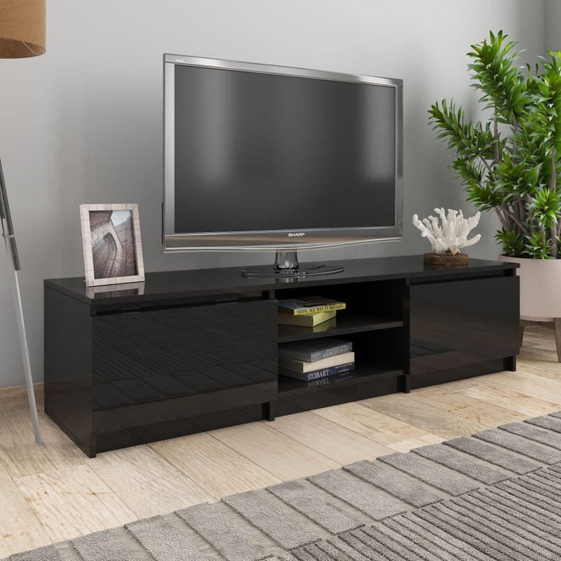 TV Cabinet High Gloss Black 140x40x35.5 cm Engineered Wood Payday Deals