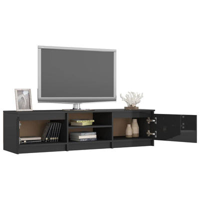 TV Cabinet High Gloss Black 140x40x35.5 cm Engineered Wood Payday Deals