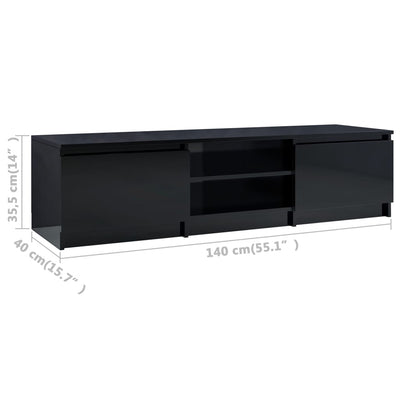 TV Cabinet High Gloss Black 140x40x35.5 cm Engineered Wood Payday Deals