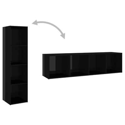 TV Cabinet High Gloss Black 142.5x35x36.5 cm Engineered Wood Payday Deals