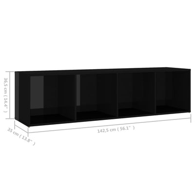 TV Cabinet High Gloss Black 142.5x35x36.5 cm Engineered Wood Payday Deals