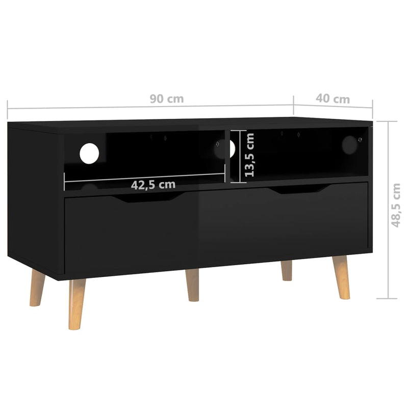 TV Cabinet High Gloss Black 90x40x48.5 cm Engineered Wood Payday Deals