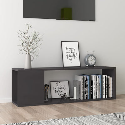 TV Cabinet High Gloss Grey 100x24x32 cm Chipboard Payday Deals
