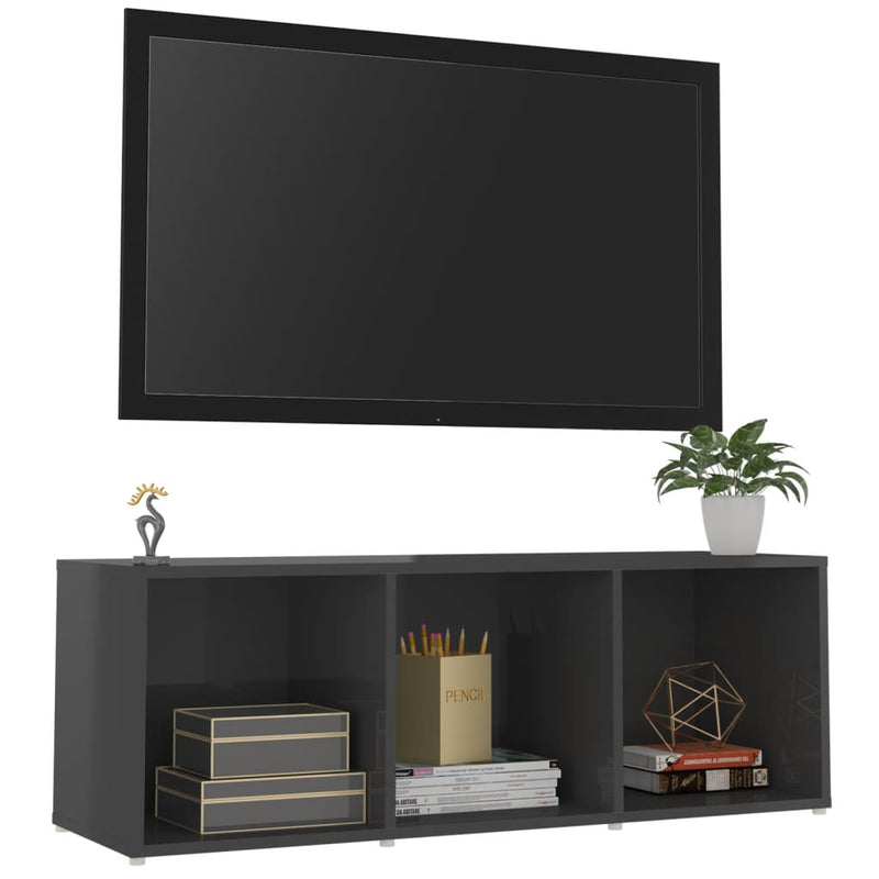 TV Cabinet High Gloss Grey 107x35x37 cm Engineered Wood Payday Deals