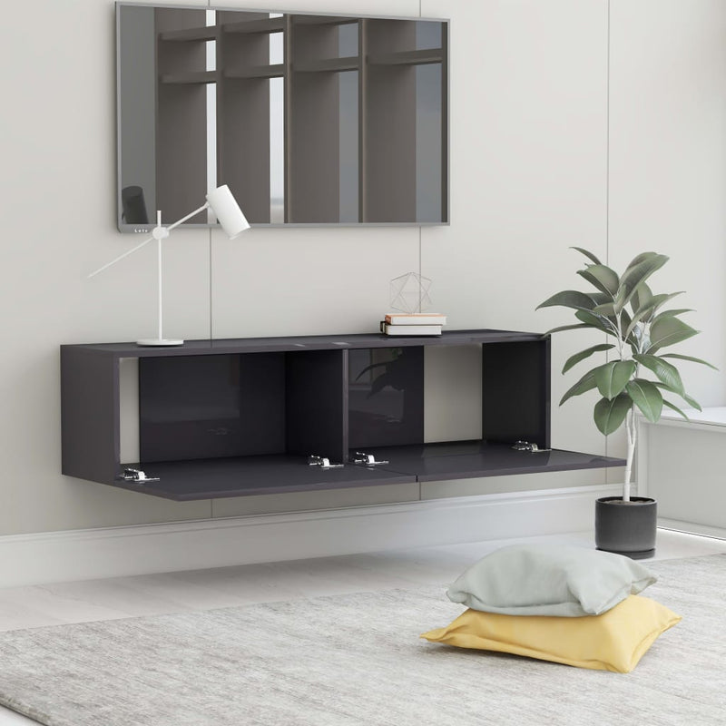 TV Cabinet High Gloss Grey 120x30x30 cm Engineered Wood Payday Deals