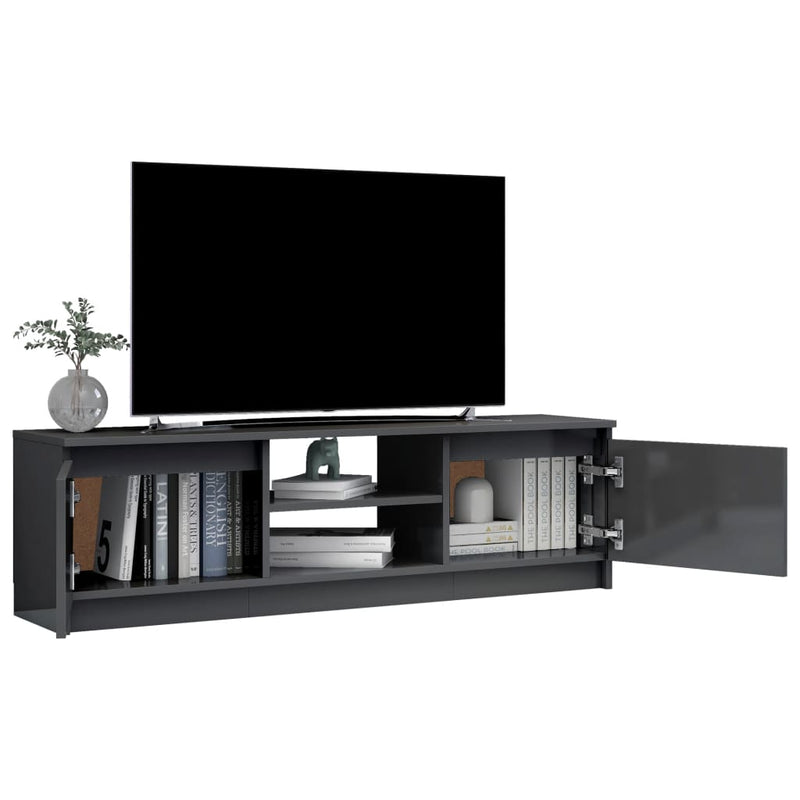 TV Cabinet High Gloss Grey 120x30x35.5 cm Engineered Wood Payday Deals