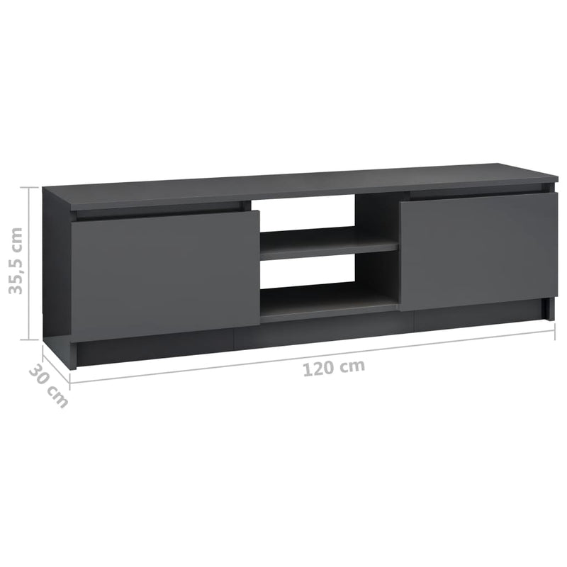 TV Cabinet High Gloss Grey 120x30x35.5 cm Engineered Wood Payday Deals