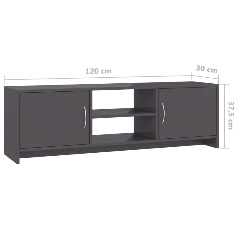 TV Cabinet High Gloss Grey 120x30x37.5 cm Engineered Wood Payday Deals