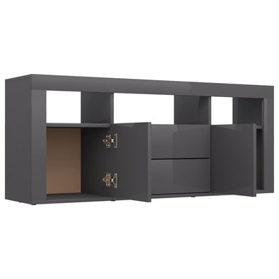 TV Cabinet High Gloss Grey 120x30x50 cm Engineered Wood Payday Deals