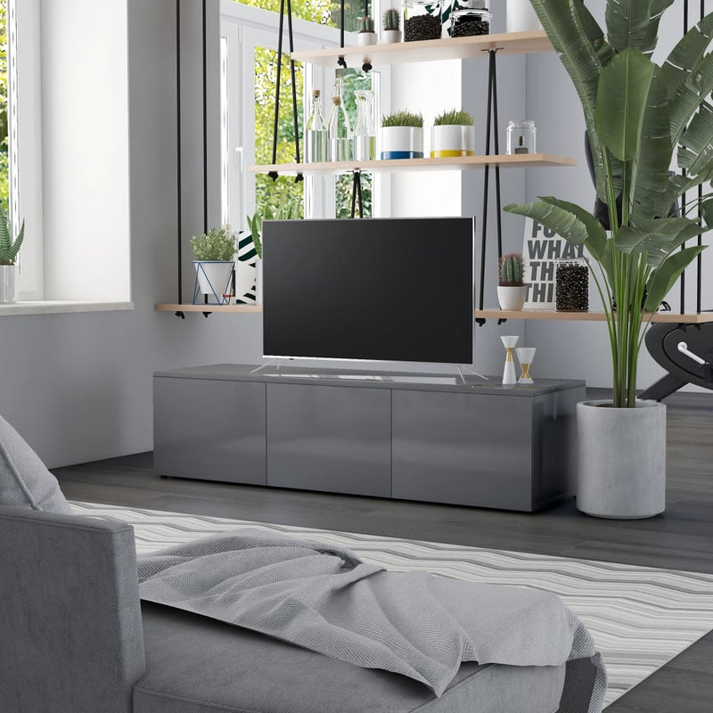 TV Cabinet High Gloss Grey 120x34x30 cm Engineered Wood Payday Deals