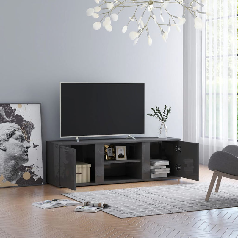 TV Cabinet High Gloss Grey 120x34x37 cm Engineered Wood Payday Deals