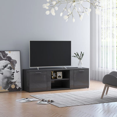 TV Cabinet High Gloss Grey 120x34x37 cm Engineered Wood Payday Deals