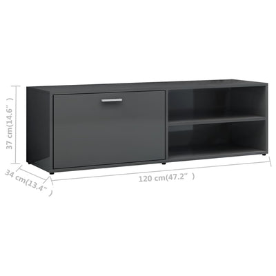 TV Cabinet High Gloss Grey 120x34x37 cm Engineered Wood Payday Deals