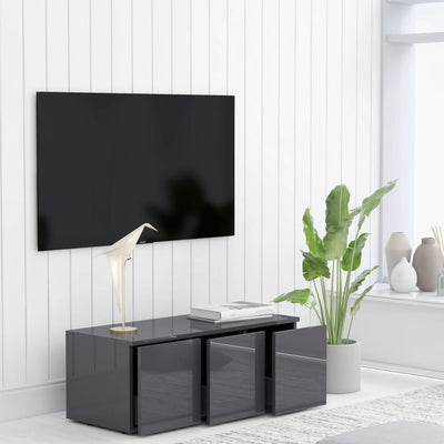 TV Cabinet High Gloss Grey 80x34x30 cm Engineered Wood Payday Deals