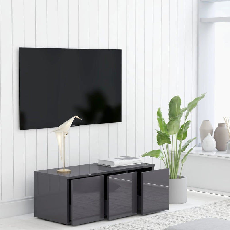 TV Cabinet High Gloss Grey 80x34x30 cm Engineered Wood Payday Deals