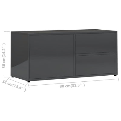 TV Cabinet High Gloss Grey 80x34x36 cm Engineered Wood Payday Deals