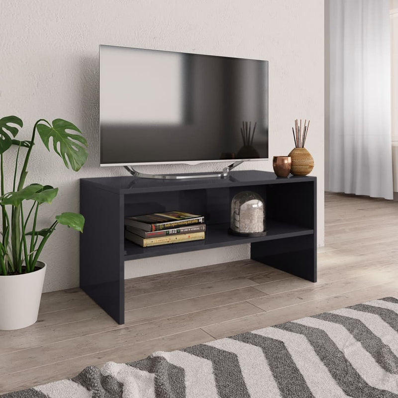 TV Cabinet High Gloss Grey 80x40x40 cm Engineered Wood Payday Deals