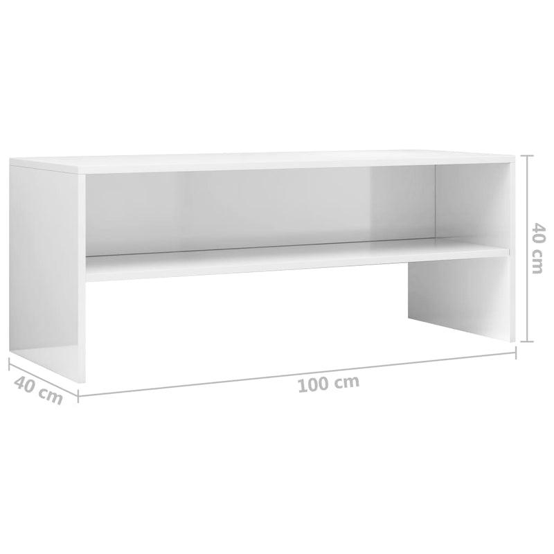 TV Cabinet High Gloss White 100x40x40 cm Chipboard Payday Deals