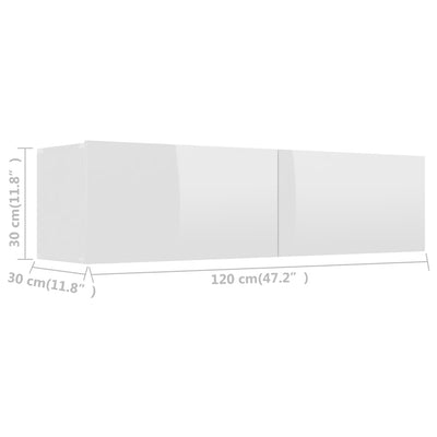TV Cabinet High Gloss White 120x30x30 cm Chipboard Payday Deals