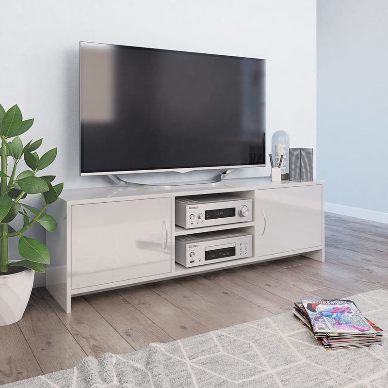 TV Cabinet High Gloss White 120x30x37.5 cm Engineered Wood Payday Deals