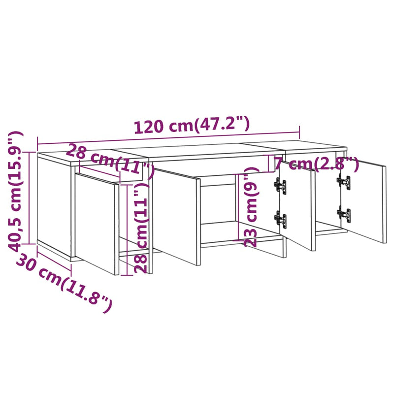 TV Cabinet High Gloss White 120x30x40.5 cm Engineered Wood Payday Deals