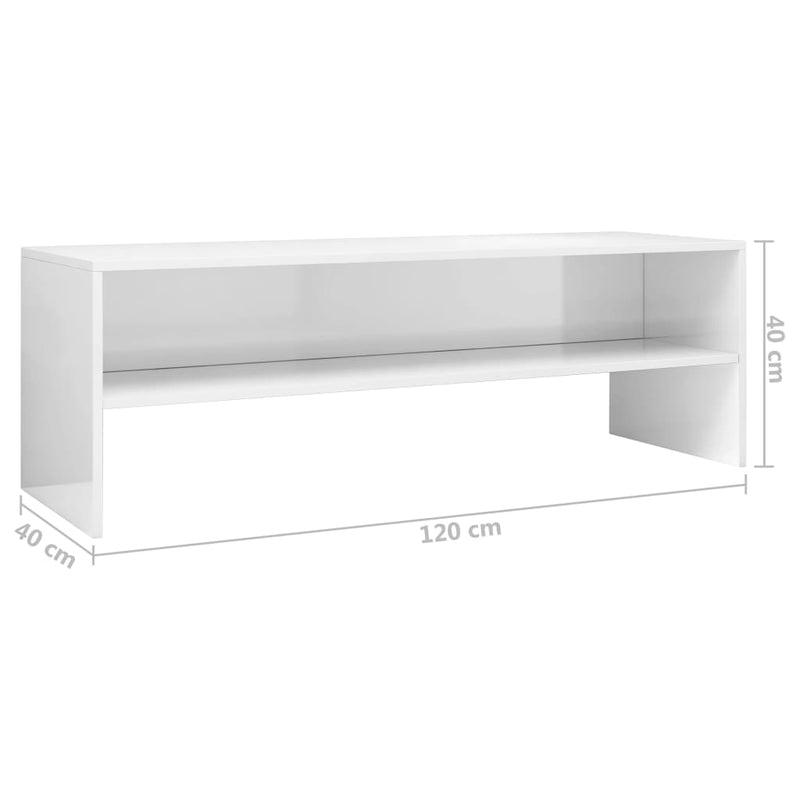 TV Cabinet High Gloss White 120x40x40 cm Engineered Wood Payday Deals