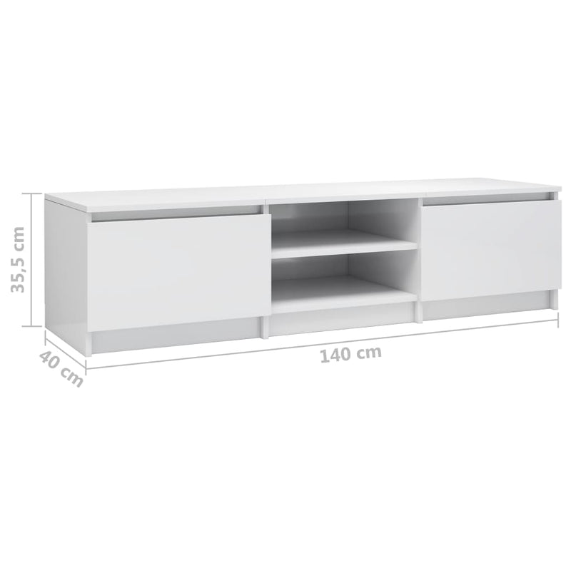 TV Cabinet High Gloss White 140x40x35.5 cm Engineered Wood Payday Deals