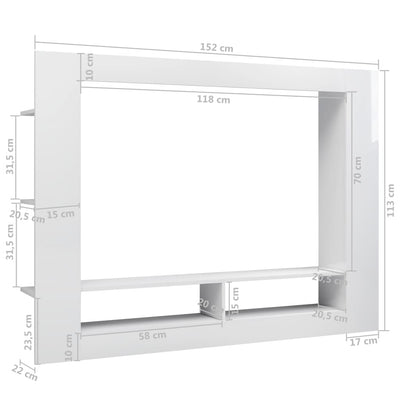 TV Cabinet High Gloss White 152x22x113 cm Engineered Wood Payday Deals