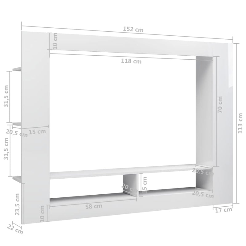 TV Cabinet High Gloss White 152x22x113 cm Engineered Wood Payday Deals