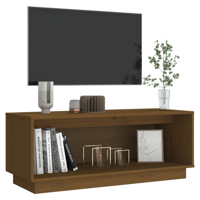 TV Cabinet Honey Brown 90x35x35 cm Solid Wood Pine Payday Deals