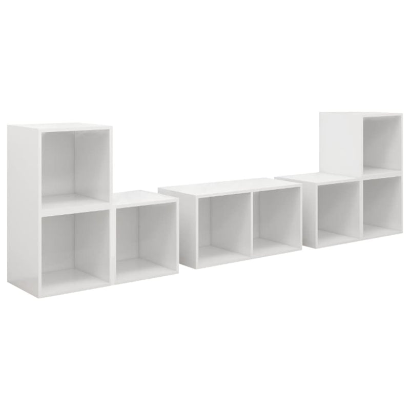 TV Cabinet Set High Gloss White Chipboard Payday Deals