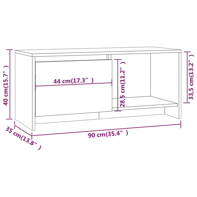 TV Cabinet Smoked Oak 90x35x40 cm Engineered Wood Payday Deals