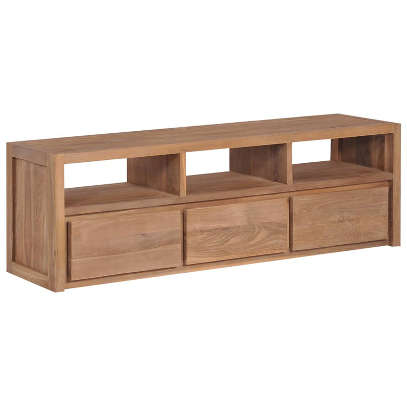 TV Cabinet Solid Teak Wood with Natural Finish 120x30x40 cm Payday Deals