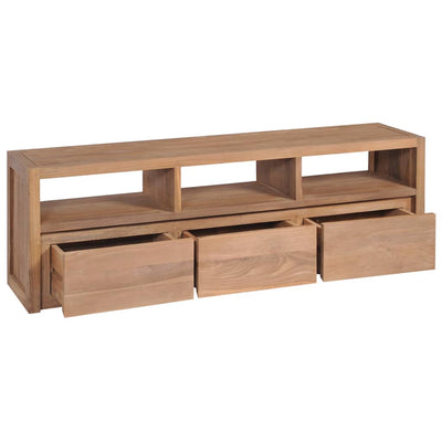 TV Cabinet Solid Teak Wood with Natural Finish 120x30x40 cm Payday Deals