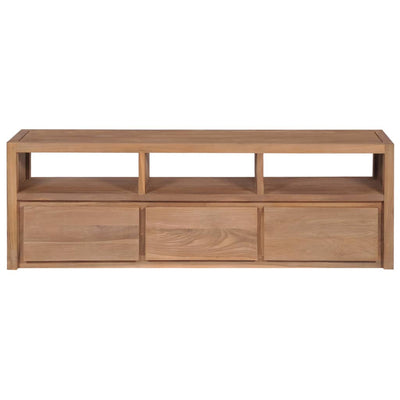 TV Cabinet Solid Teak Wood with Natural Finish 120x30x40 cm Payday Deals