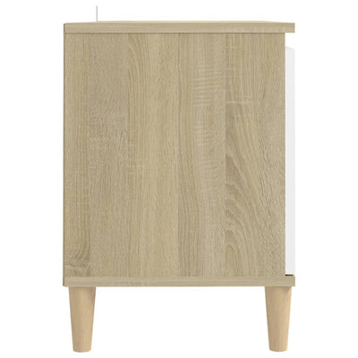 TV Cabinet & Solid Wood Legs White & Sonoma Oak 103.5x35x50 cm Payday Deals