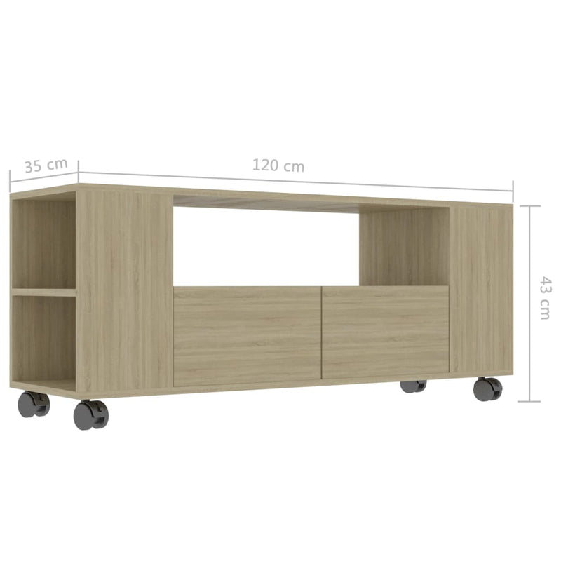 TV Cabinet Sonoma Oak 120x35x43 cm Engineered Wood Payday Deals