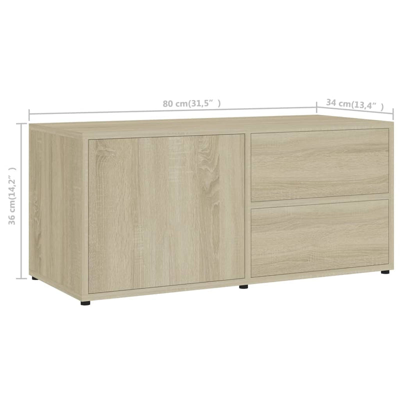 TV Cabinet Sonoma Oak 80x34x36 cm Chipboard Payday Deals