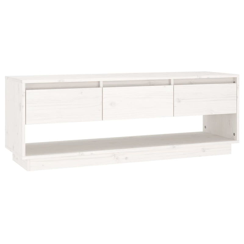 TV Cabinet White 110.5x34x40 cm Solid Wood Pine Payday Deals