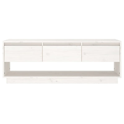 TV Cabinet White 110.5x34x40 cm Solid Wood Pine Payday Deals
