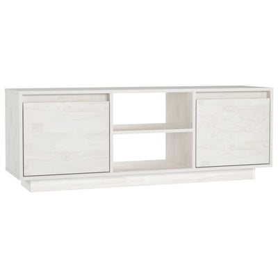 TV Cabinet White 110x30x40 cm Solid Pinewood Payday Deals