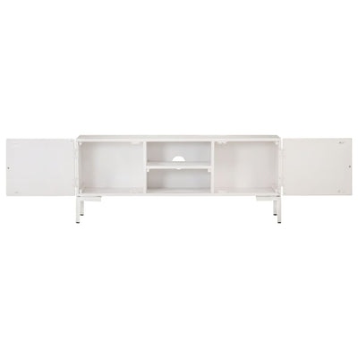 TV Cabinet White 115x30x46 cm Solid Mango Wood Payday Deals