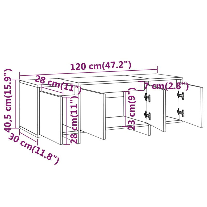 TV Cabinet White 120x30x40.5 cm Engineered Wood Payday Deals