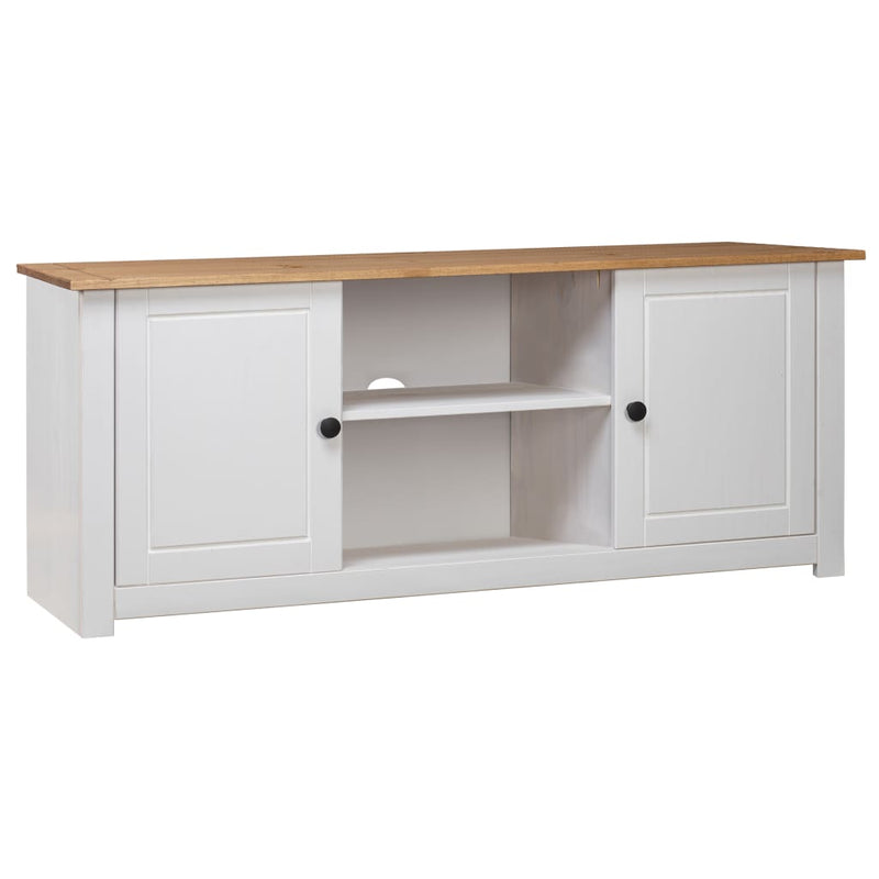 TV Cabinet White 120x40x50 cm Solid Pine Wood Panama Range Payday Deals