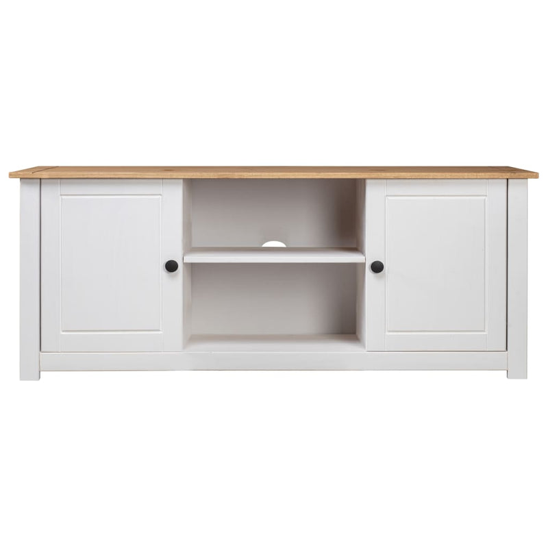 TV Cabinet White 120x40x50 cm Solid Pine Wood Panama Range Payday Deals