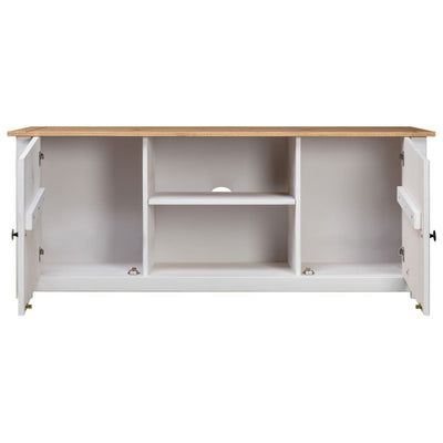 TV Cabinet White 120x40x50 cm Solid Pine Wood Panama Range Payday Deals