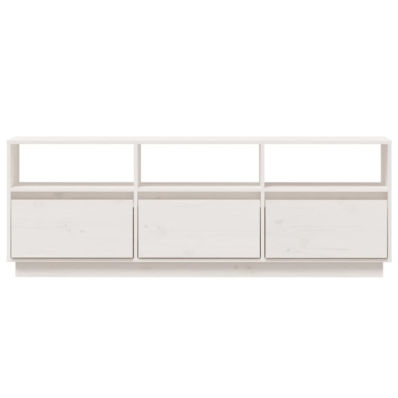 TV Cabinet White 140x37x50 cm Solid Wood Pine Payday Deals